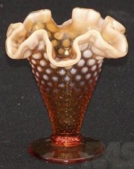 Fenton Amber Hobnail Opalescent Vase