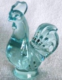 Fenton Aqua Blue Mini Rooster Figurine