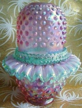 Fenton Art Glass Fairy Light Lamp Hobnail