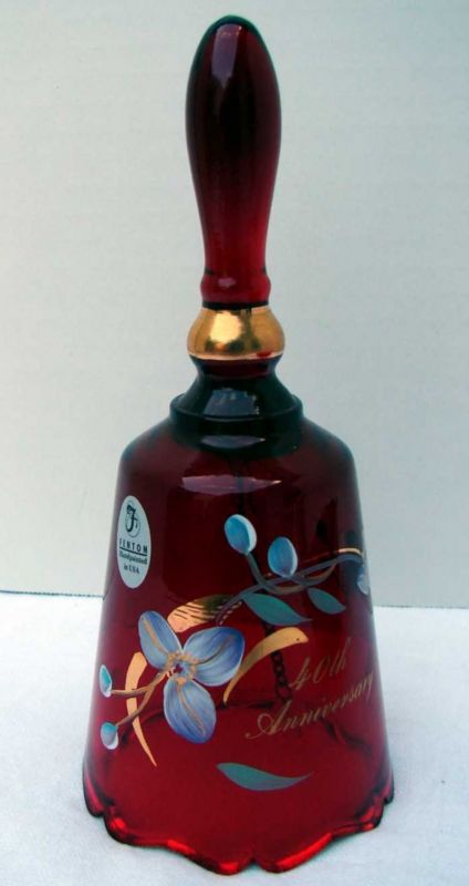 Fenton Artist Signed Ruby Red Bell 40th Anniversary