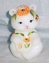 Fenton Bear Figurine Fall Floral Acorns