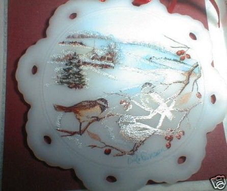 Fenton Birds of Winter Christmas Ornament