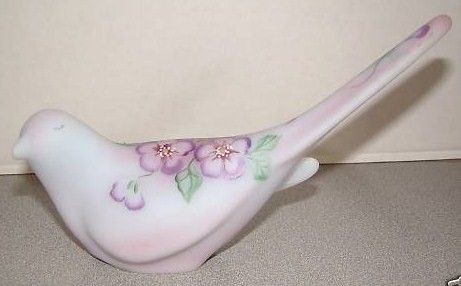 Fenton Blue Burmese Bird with Hand Painted Florals