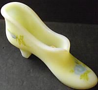 Fenton Blue Rose on Custard Slipper Shoe