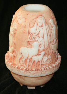 Fenton Burmese Fairy Lamp Christmas Nativity