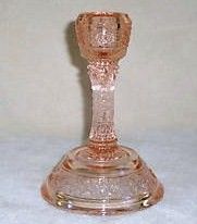 Fenton Candlestick Pink Rose Glass