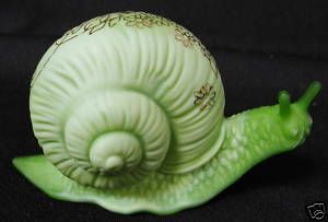 Fenton Chameleon Green Sand Carved Hand Painted Solid Glass