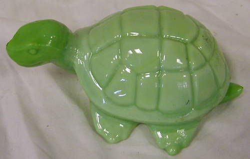 Fenton Chameleon Green Solid Glass Turtle