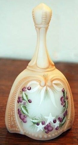 Fenton Christmas Bell Holly Berry Hand Painted Design