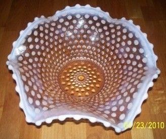Fenton Clear Pink Opalescent Hobnail Bowl