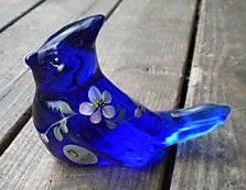 Fenton Cobalt Glass The Little Blue Jay Bird Figurine