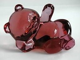 Fenton Colonial Pink Reclining Bear