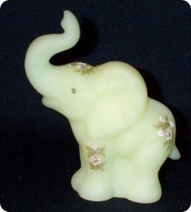 Fenton Custard Glass Elephant hand painted daisies