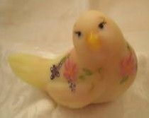Fenton Custard handpainted Bird Signed A Van Zile