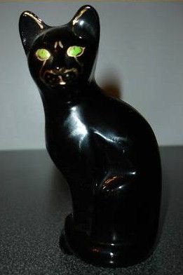 Fenton Ebony Black Sitting Art Glass Cat Figurine