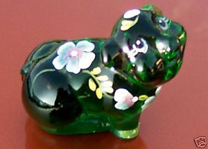 Fenton Emerald Glass Pig