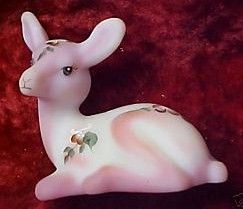 Fenton Figurine Fawn Deer Artist signed Wagner