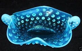 Fenton Glass Blue Hobnail Opalescent Candy/Bondbon Dish