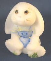 Fenton Glass Hand Painted Rabbit Figurine Signed