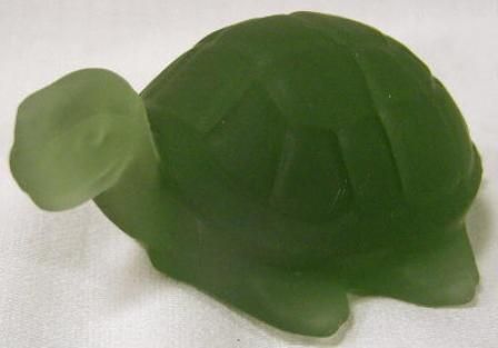 Fenton Green Frosted Solid Glass Turtle