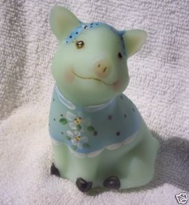 Fenton Hand Painted 4 inch tall Piglet Figurine