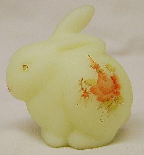 Fenton Hand Painted Custard Glass Bunny