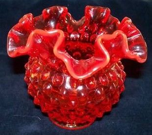 Fenton Hobnail Amberina Rosebowl Rose Bowl Red Vase