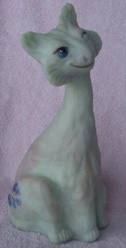 Fenton Lotus Mist Green Burmese Happy Smiling Alley Cat