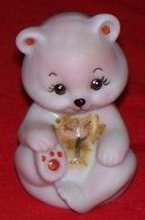 Fenton Log Cabin Panda Bear on Green Custard Glass
