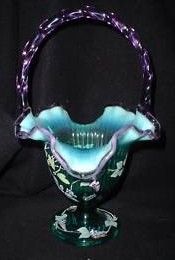 Fenton QVC 12 Signature New Century Spruce Green Basket Side View