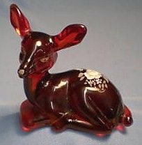 Fenton Red Glass Deer Figurine