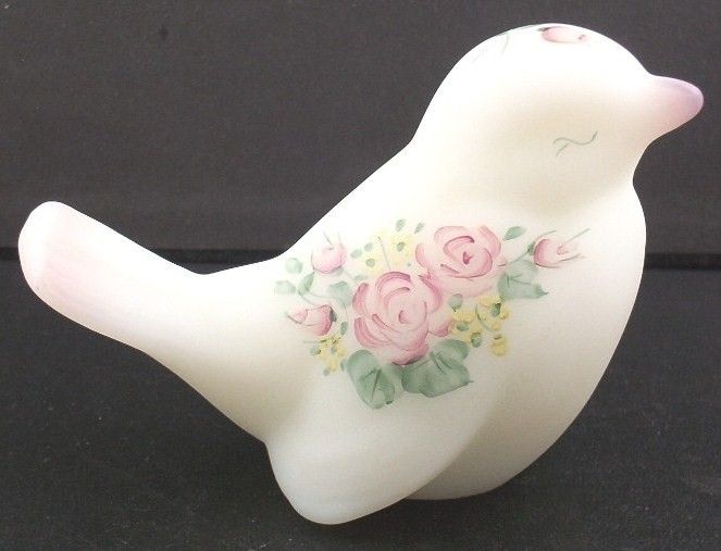 Fenton Satin Glass Handpainted Bird Figurine