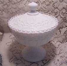 Fenton Silver Crest Spanish Lace Covered Candy Dish