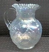 Fenton White Apple Tree Carnival Glass Pitcher