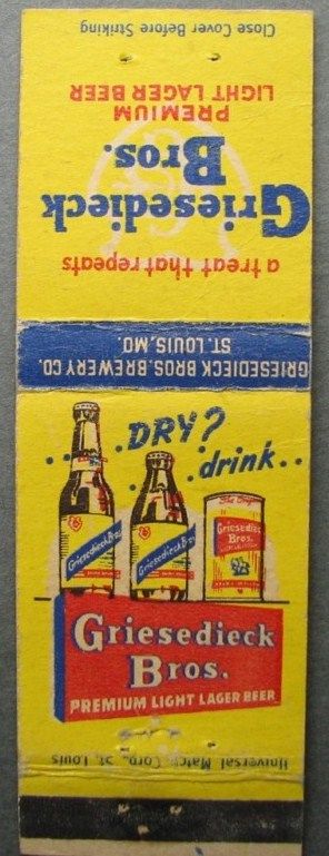 Griesedieck Bros Brewing Company Match Book