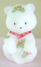Hand Painted Fenton Christmas Bear Holiday Happiness 2005