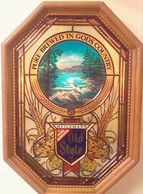 Heileman's Old Style Illuminated Stained Glass Motion Display