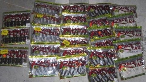 Large Mixed Lot Strike King-Rage Tail-Bass Lures New