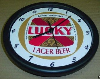 Lucky Lager Beer 14 inch Wall Clock Canada