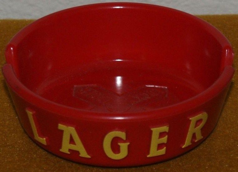 Lucky Lager Red Vintage Ashtray Lager Side