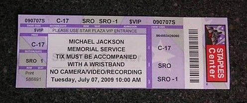 Michael Jackson Memorial Service Ticket