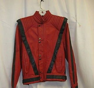 Michael Thriller style red black leather jacket front