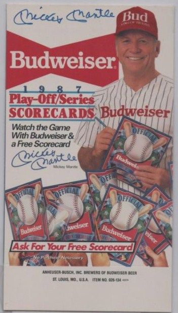 Mickey Mantle Autograph Budweiser Stand Up