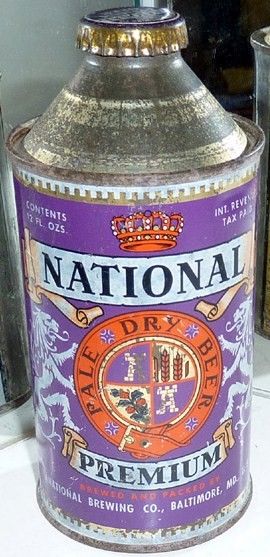 National Premium Beer Cone Top Can w Cap
