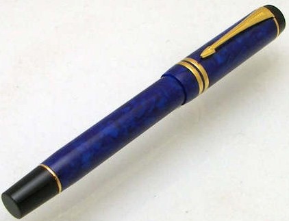 NOS Parker Duofold Lapis Blue Marble Fountain Pen 18K Nib