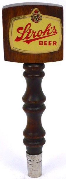Original 1960s Strohs Beer Turned Wood Tap Handle