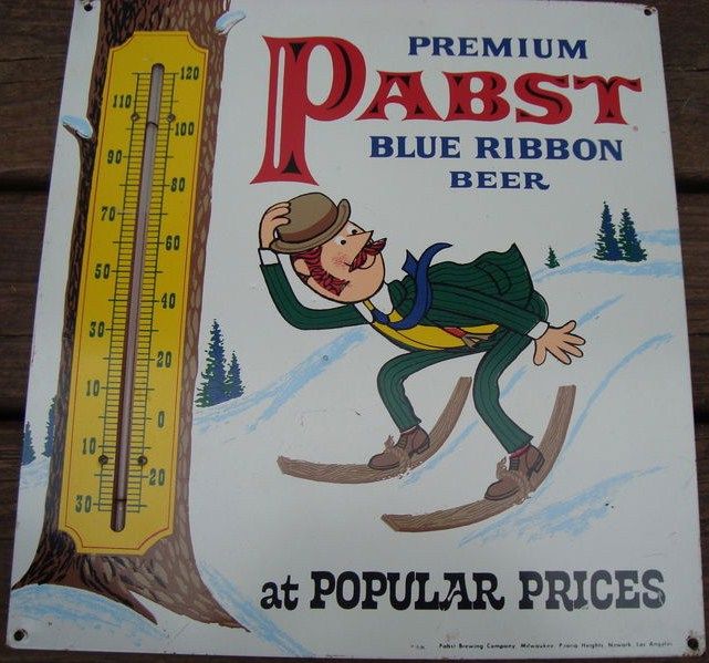 Pabst tin Thermometer mid-century