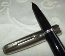 Parker 51 Fountain Pen Black Transitional Cap Aerometric/Super Broad Nib