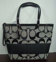 Signature Black Stripe Tote Purse