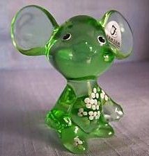 Fenton Green Glass Mouse Figurine